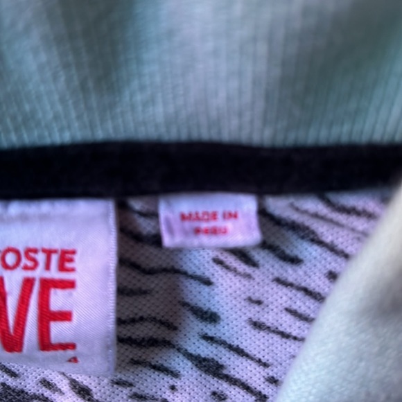 Lacoste L!VE Polo Shirt all over black print on white Lacoste Size 4 Medium - Picture 4 of 10